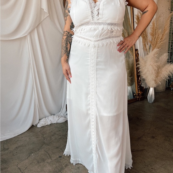 NWT - plus size dusty rose maxi dress with tie open back 1x-3x - Picture 6 of 14